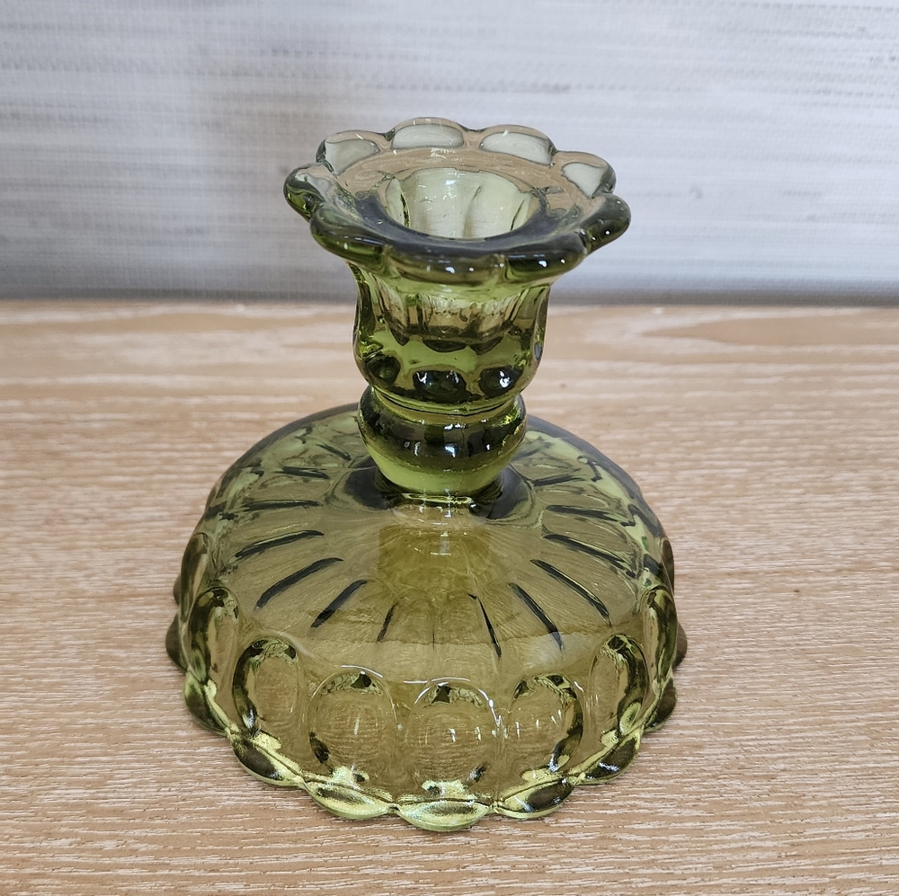 3 FOR $20! Vintage Green Glass Candle Holder